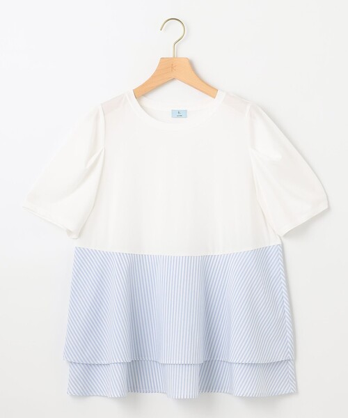 組曲 L(クミキョク オオキイサイズ)の「シャツコンビティアード カットソー(Tシャツ/カットソー・レディース・アイボリー系1/ネイビー系/アイボリー系2・5/7/6)」の10枚目の写真