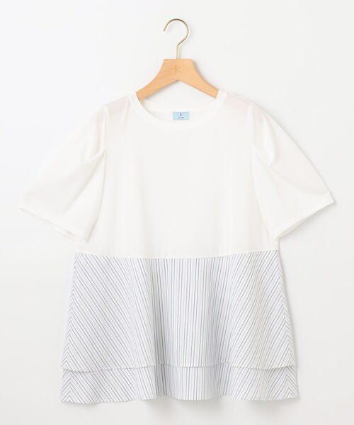組曲 L(クミキョク オオキイサイズ)の「シャツコンビティアード カットソー(Tシャツ/カットソー・レディース・アイボリー系1/ネイビー系/アイボリー系2・5/7/6)」の12枚目の写真