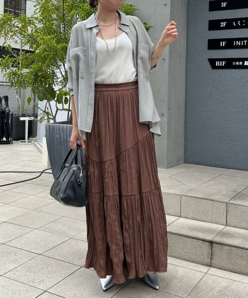 Jena espace merveilleux（ジェナ　エスパスメルヴェイユ）の「【新色登場】【30分で完売！】クリンクルアシメギャザースカート（スカート・レディース・ブラック/アイボリー/パープル/ピンク/ブラウン・FREE）」の11枚目の写真