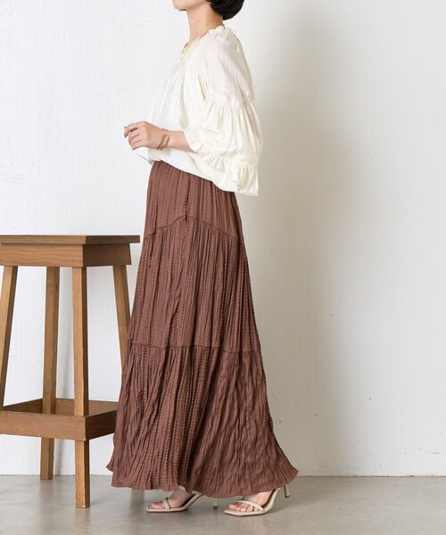 Jena espace merveilleux（ジェナ　エスパスメルヴェイユ）の「【新色登場】【30分で完売！】クリンクルアシメギャザースカート（スカート・レディース・ブラック/アイボリー/パープル/ピンク/ブラウン・FREE）」の19枚目の写真