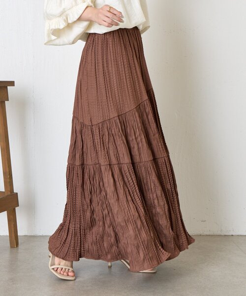 Jena espace merveilleux（ジェナ　エスパスメルヴェイユ）の「【新色登場】【30分で完売！】クリンクルアシメギャザースカート（スカート・レディース・ブラック/アイボリー/パープル/ピンク/ブラウン・FREE）」の21枚目の写真