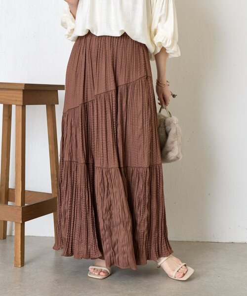 Jena espace merveilleux（ジェナ　エスパスメルヴェイユ）の「【新色登場】【30分で完売！】クリンクルアシメギャザースカート（スカート・レディース・ブラック/アイボリー/パープル/ピンク/ブラウン・FREE）」の22枚目の写真