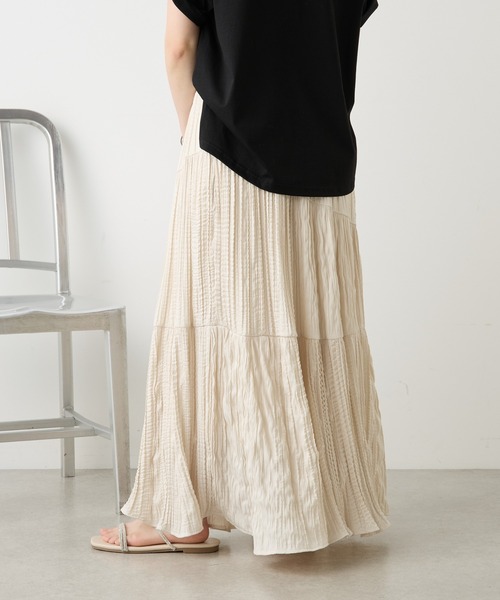 Jena espace merveilleux（ジェナ　エスパスメルヴェイユ）の「【新色登場】【30分で完売！】クリンクルアシメギャザースカート（スカート・レディース・ブラック/アイボリー/パープル/ピンク/ブラウン・FREE）」の6枚目の写真