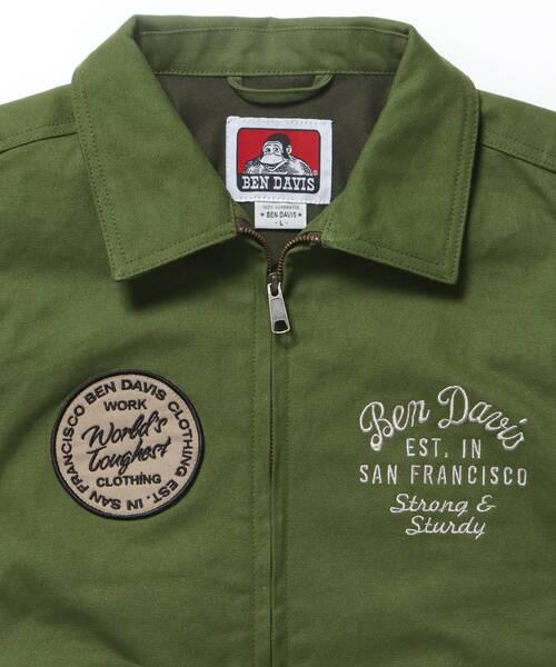 BEN DAVIS（ベンデイビス）の「【BEN DAVIS（ベンデイビス）】COTTON DUCK SOUVENIR JACKET / ジャケット ダック ジップ ワッペン 刺繍（ブルゾン・メンズ・ブラック/カーキ/ベージュ・MEDIUM/LARGE/X-LARGE）」の10枚目の写真