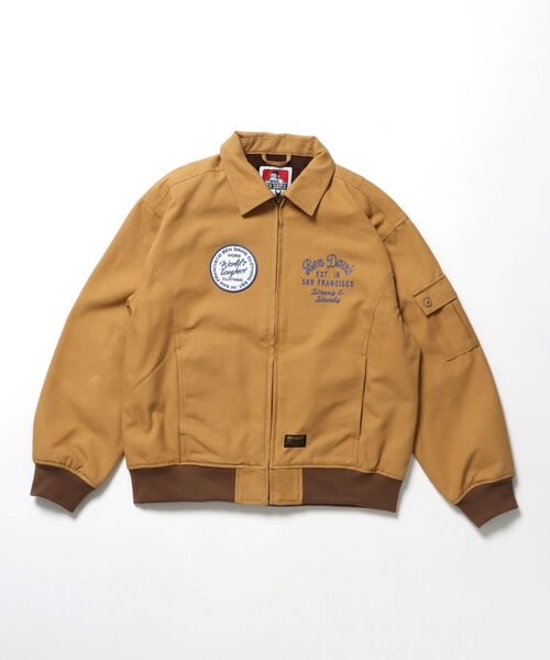 ビンテージフード付きコットンジャケットオレンジ刺繍ワッペン海賊ショート丈 BEN DAVIS（ベンデイビス）】COTTON DUCK SOUVENIR JACKET