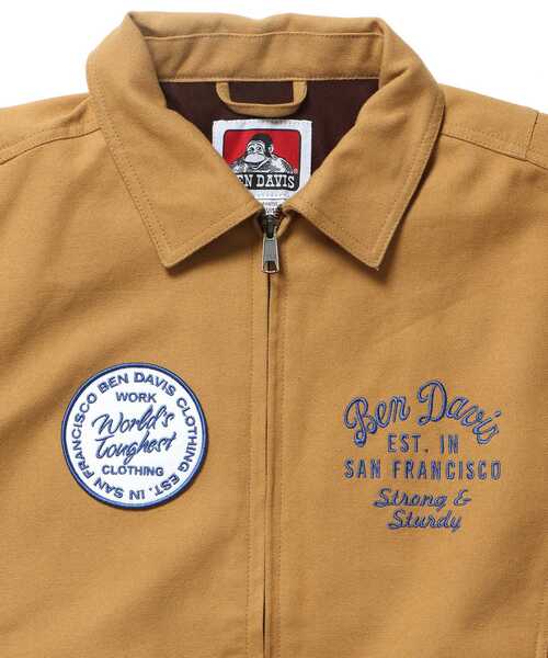 BEN DAVIS（ベンデイビス）の「【BEN DAVIS（ベンデイビス）】COTTON DUCK SOUVENIR JACKET / ジャケット ダック ジップ ワッペン 刺繍（ブルゾン・メンズ・ブラック/カーキ/ベージュ・MEDIUM/LARGE/X-LARGE）」の5枚目の写真
