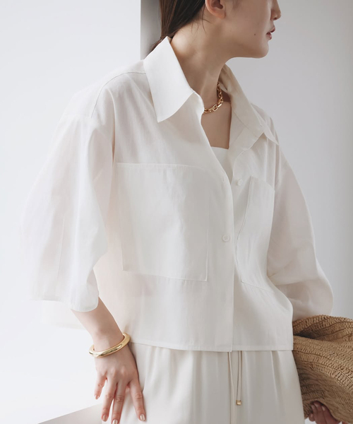 ⭐︎新品未使用　IENA リネンミックスクロップドシャツ リネンミックスクロップドシャツ（シャツ/ブラウス）｜IENA
