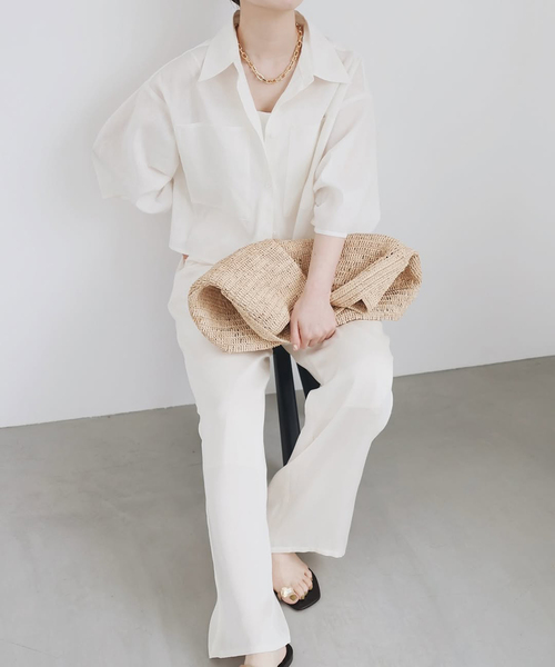 IENA リネンミックスクロップドシャツ IENA｜リネンミックスクロップドシャツ | Rakuten Fashion(楽天