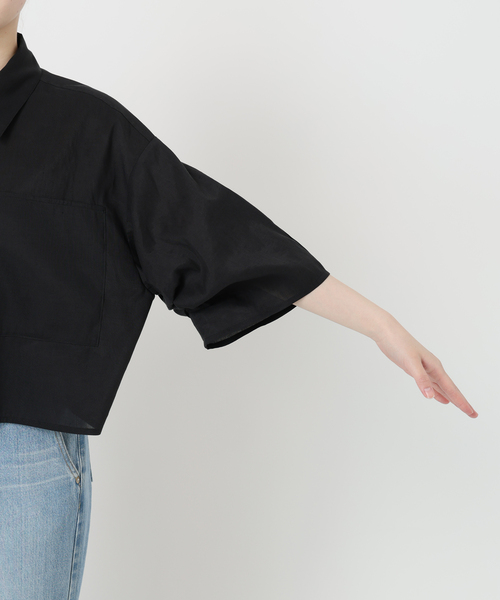 IENA（イエナ）の「リネンミックスクロップドシャツ（シャツ/ブラウス 