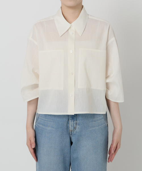 IÉNA ショートクロップシャツ WEB限定/追加》デニム ショートシャツ（シャツ／ブラウス