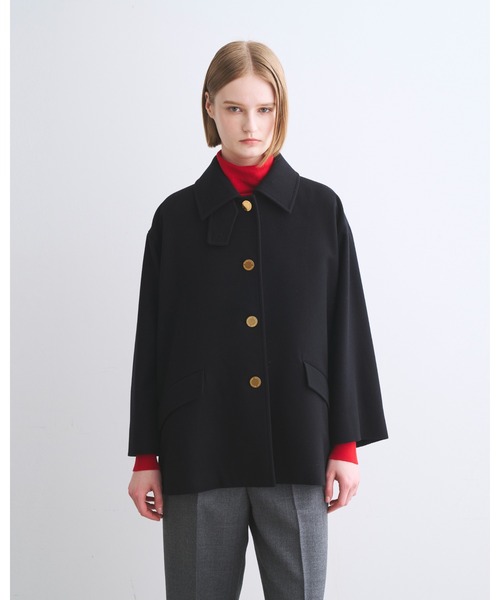 Traditional Weatherwear(トラディショナルウェザーウェア)の「LINTON SHORT(ステンカラーコート・レディース・ブラック/ネイビー/ライトグレー・32/34)」の1枚目の写真