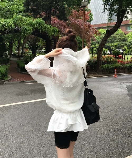 VIBGYOR（ヴィブジョー）の「【LAMPOON】シアードットフリルパーカー（パーカー・レディース・ホワイト・FREE）」の10枚目の写真