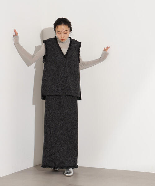 N.（N. Natural Beauty Basic）（エヌエヌナチュラルビューティーベーシック）の「サマーツイードベスト＆スカート（セットアップ・レディース・キャメル/ブラック・MEDIUM）」の20枚目の写真