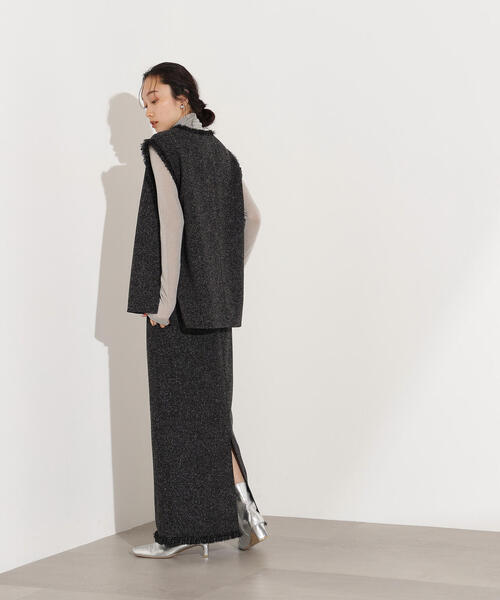 NATURAL BEAUTY BASIC ツイードフリンジベスト M NATURAL BEAUTY BASIC