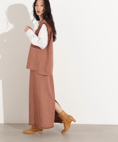 N.（N. Natural Beauty Basic）（エヌエヌナチュラルビューティーベーシック）の「サマーツイードベスト＆スカート（セットアップ・レディース・キャメル/ブラック・MEDIUM）」の13枚目の写真