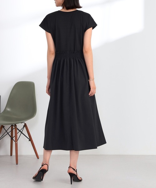 GALLORIA(ギャローリア)の「異素材ドッキングワンピース(ワンピース・レディース・ブラック/ネイビー・S/M/L/LL)」の4枚目の写真