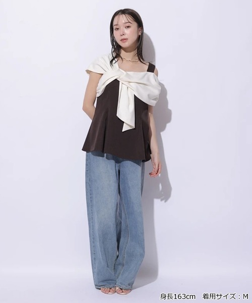 Mystrada（マイストラーダ）の「ツイストペプラムブラウス（シャツ/ブラウス・レディース・ライトパープル/ダークブラウン/モカ/ベージュ系その他・36/38）」の7枚目の写真