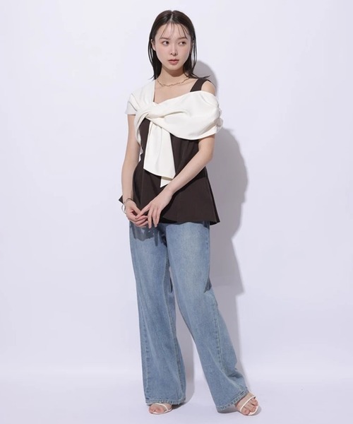 Mystrada（マイストラーダ）の「ツイストペプラムブラウス（シャツ/ブラウス・レディース・ライトパープル/ダークブラウン/モカ/ベージュ系その他・36/38）」の9枚目の写真