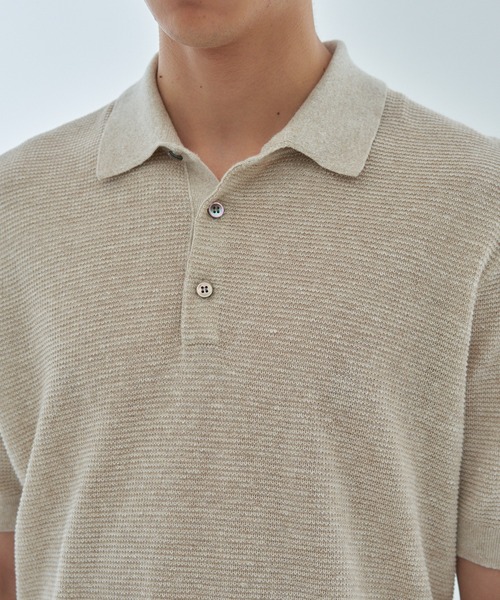 ESTNATION（エストネーション）の「ESTNATION / リネンコットン ニットポロシャツ（ポロシャツ・メンズ・ベージュ/チャコールグレー/グリーン・MEDIUM/LARGE）」の8枚目の写真