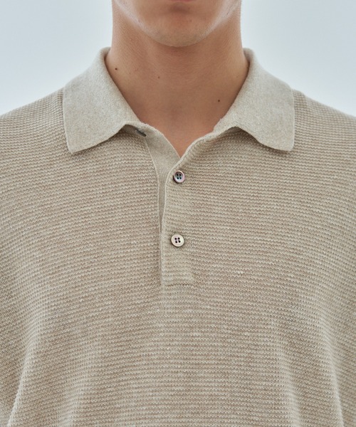 ESTNATION（エストネーション）の「ESTNATION / リネンコットン ニットポロシャツ（ポロシャツ・メンズ・ベージュ/チャコールグレー/グリーン・MEDIUM/LARGE）」の9枚目の写真