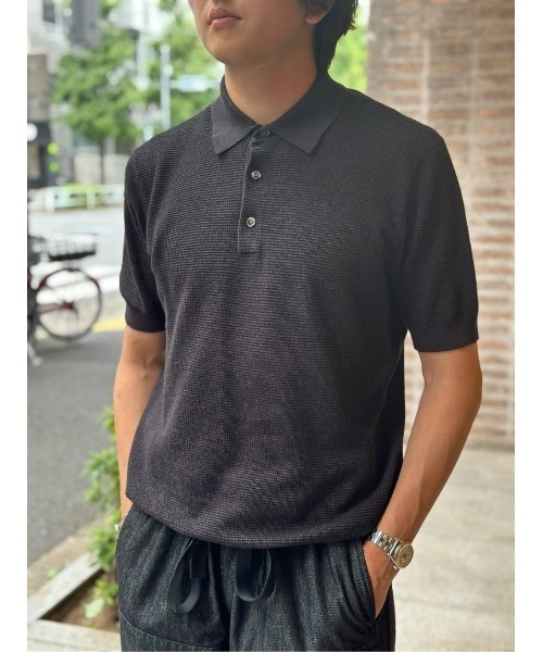 ESTNATION（エストネーション）の「ESTNATION / リネンコットン ニットポロシャツ（ポロシャツ・メンズ・ベージュ/チャコールグレー/グリーン・MEDIUM/LARGE）」の14枚目の写真