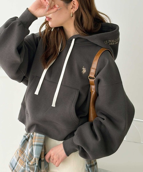 U.S. POLO ASSN.（ユーエスポロアッスン）の「GeeRA別注【U.S. POLO ASSN.】選べる２丈！フード刺繍裏起毛パーカー（パーカー・レディース・ネイビー/チャコール/杢グレー/ライトピンク/ホワイト系その他/ブラック/グレー系その他2/ブラウン/グレー系その他/アイボリー・MEDIUM/LARGE/X-LARGE/SMALL）」の7枚目の写真