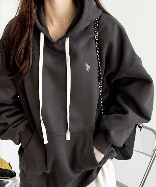 【US規格】希少 POLO 胸ロゴ刺繍 ジップパーカー ブルゾン ベージュ L U.S. POLO ASSN. パーカー /ユーエスポロアッスン 別注 ワン