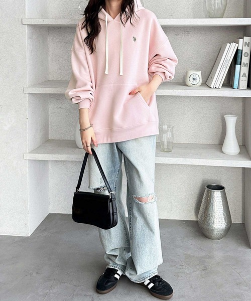 U.S. POLO ASSN.(ユーエスポロアッスン)の「GeeRA別注【U.S. POLO ASSN.】フードロゴ刺繍ビッグシルエットパーカー(パーカー・レディース・ネイビー/チャコール/杢グレー/ライトピンク・MEDIUM/LARGE/X-LARGE)」の18枚目の写真