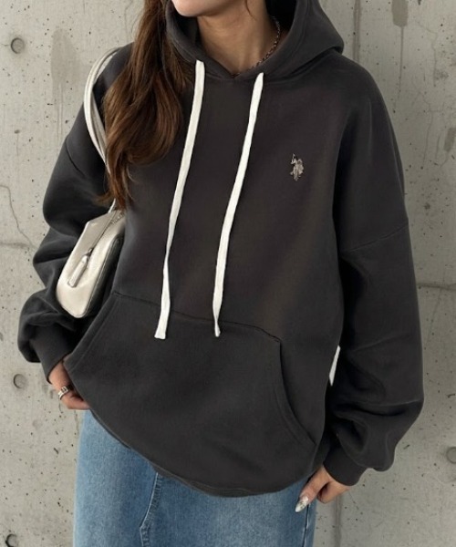 U.S. POLO ASSN.(ユーエスポロアッスン)の「GeeRA別注【U.S. POLO ASSN.】フードロゴ刺繍ビッグシルエットパーカー(パーカー・レディース・ネイビー/チャコール/杢グレー/ライトピンク・MEDIUM/LARGE/X-LARGE)」の13枚目の写真