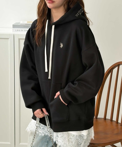 U.S. POLO ASSN.(ユーエスポロアッスン)の「GeeRA別注【U.S. POLO ASSN.】選べる2丈(レギュラー・ショート)!フード刺繍スウェットパーカー(パーカー・レディース・ネイビー/チャコール/杢グレー/ライトピンク/ホワイト系その他/ブラック/グレー系その他2/ブラウン/グレー系その他/アイボリー・MEDIUM/LARGE/X-LARGE/SMALL)」の22枚目の写真