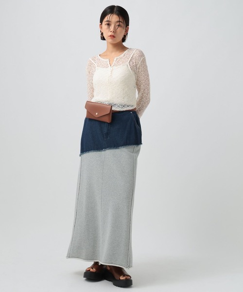 BAYFLOW（ベイフロー）の「[単品使い可]2Pカットレースカーディガン（Tシャツ/カットソー・レディース・オフホワイト/ブラック/オレンジ・FREE）」の5枚目の写真