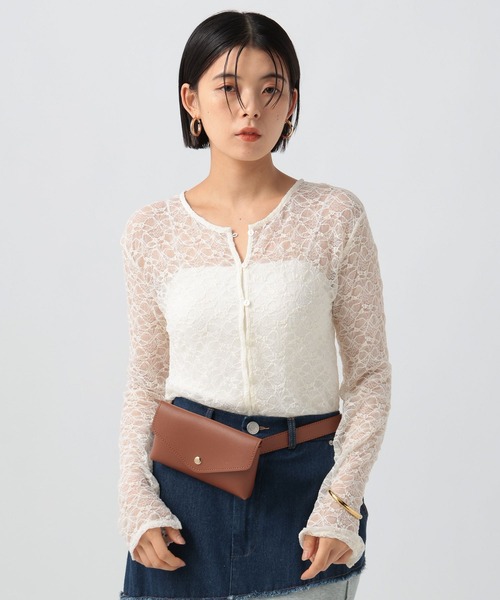 BAYFLOW（ベイフロー）の「[単品使い可]2Pカットレースカーディガン（Tシャツ/カットソー・レディース・オフホワイト/ブラック/オレンジ・FREE）」の6枚目の写真