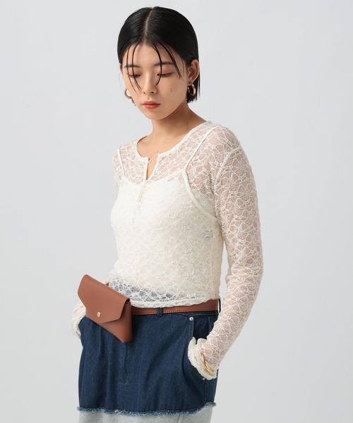 BAYFLOW（ベイフロー）の「[単品使い可]2Pカットレースカーディガン（Tシャツ/カットソー・レディース・オフホワイト/ブラック/オレンジ・FREE）」の8枚目の写真