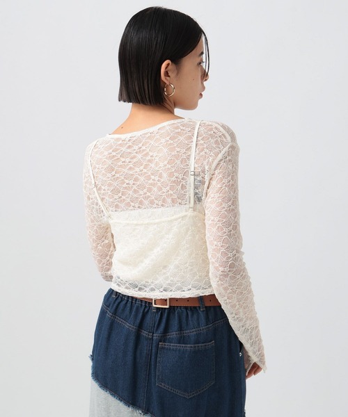 BAYFLOW（ベイフロー）の「[単品使い可]2Pカットレースカーディガン（Tシャツ/カットソー・レディース・オフホワイト/ブラック/オレンジ・FREE）」の10枚目の写真