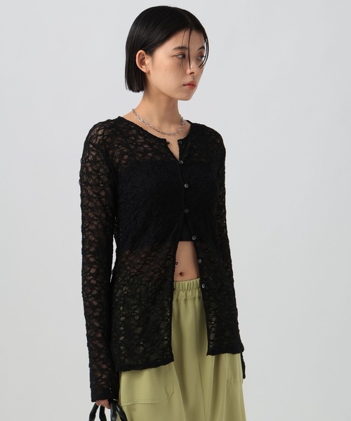 BAYFLOW（ベイフロー）の「[単品使い可]2Pカットレースカーディガン（Tシャツ/カットソー・レディース・オフホワイト/ブラック/オレンジ・FREE）」の16枚目の写真