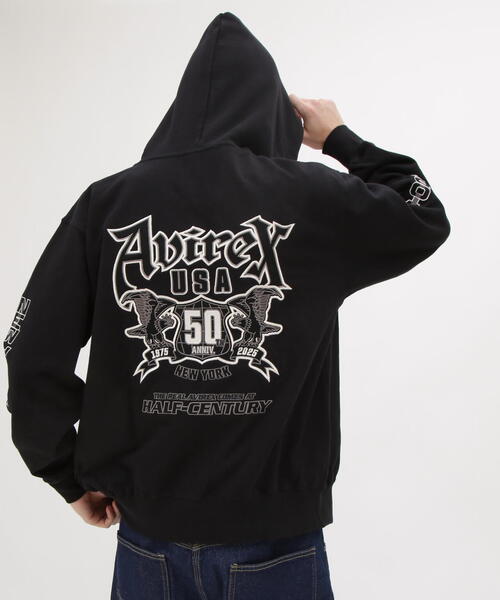 お値下げしました！ AVIREX 50th テディベア 非売品 AVIREX パーカー 「50th Anniversary」FADE WASH ZIP UP PARKA