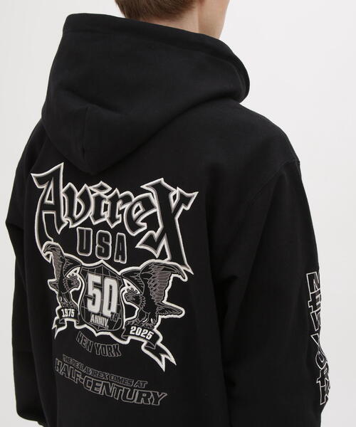 AVIREX（アヴィレックス）の「《50th Anniversary》GRAPHIC ZIP UP PARKA / 50周年 グラフィック ジップアップ パーカー / AVIREX / アヴィレックス（パーカー・メンズ・ブラック/グレー・MEDIUM/LARGE/X-LARGE/XX-LARGE）」の4枚目の写真