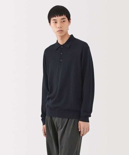 無印良品(ムジルシリョウヒン)の「紳士 洗えるウールハイゲージポロ(ポロシャツ・メンズ・ダークネイビー/ブラック/グレー・S/M/L/XL)」の3枚目の写真