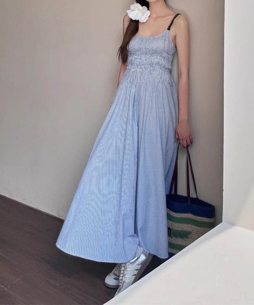 セール】ストライプ柄キャミワンピース 大人可愛い（ワンピース