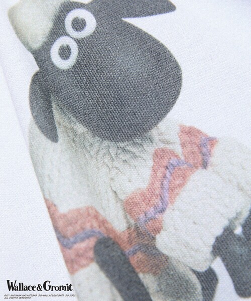 FREAK'S STORE（フリークスストア）の「Wallace ＆ Gromit/ウォレスとグルミット 「Wallace ＆ Gromit」 Shaun Tシャツ/ウォレスとグルミット ショーンTシャツ（Tシャツ/カットソー・レディース・グレー/オフホワイト・ﾌﾘ-）」の7枚目の写真
