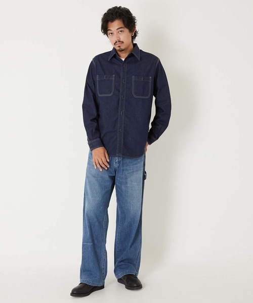 BLUE BLUE(ブルーブルー)の「PA01 セルビッチライトデニム ヴィンテージウォッシュ ペインターパンツ(デニムパンツ・メンズ・ブルー・S/M/XL/L)」の9枚目の写真