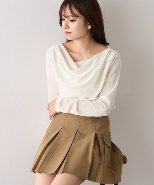 MAGASIN DE MODE Chou Chou(マガジンデモードシュシュ)の「【MAGASIN DE MODE Chou Chou】シアーベロアドレーププルオーバー DTK(Tシャツ/カットソー・レディース・ブラウン/ブラック/オフホワイト/グレー・FREE)」の3枚目の写真
