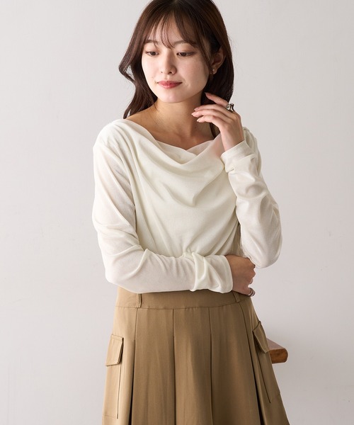 MAGASIN DE MODE Chou Chou(マガジンデモードシュシュ)の「【MAGASIN DE MODE Chou Chou】シアーベロアドレーププルオーバー DTK(Tシャツ/カットソー・レディース・ブラウン/ブラック/オフホワイト/グレー・FREE)」の10枚目の写真
