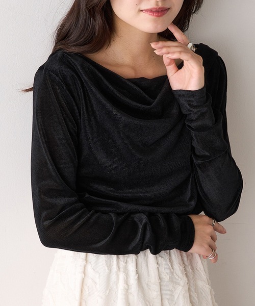 MAGASIN DE MODE Chou Chou(マガジンデモードシュシュ)の「【MAGASIN DE MODE Chou Chou】シアーベロアドレーププルオーバー DTK(Tシャツ/カットソー・レディース・ブラウン/ブラック/オフホワイト/グレー・FREE)」の15枚目の写真