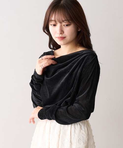 MAGASIN DE MODE Chou Chou(マガジンデモードシュシュ)の「【MAGASIN DE MODE Chou Chou】シアーベロアドレーププルオーバー DTK(Tシャツ/カットソー・レディース・ブラウン/ブラック/オフホワイト/グレー・FREE)」の14枚目の写真