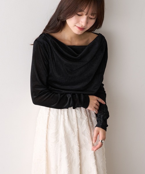 MAGASIN DE MODE Chou Chou(マガジンデモードシュシュ)の「【MAGASIN DE MODE Chou Chou】シアーベロアドレーププルオーバー DTK(Tシャツ/カットソー・レディース・ブラウン/ブラック/オフホワイト/グレー・FREE)」の13枚目の写真