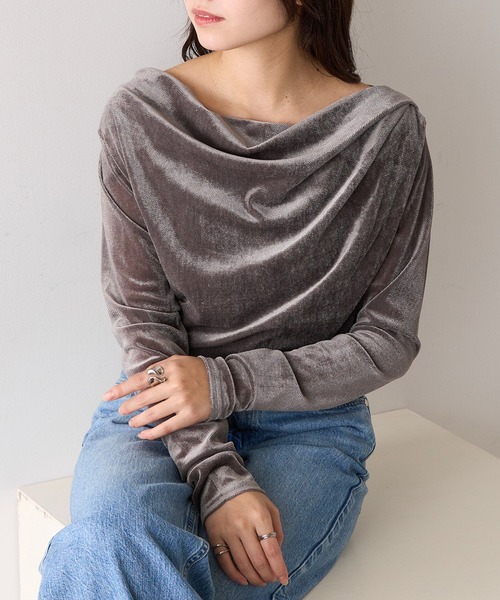 MAGASIN DE MODE Chou Chou(マガジンデモードシュシュ)の「【MAGASIN DE MODE Chou Chou】シアーベロアドレーププルオーバー DTK(Tシャツ/カットソー・レディース・ブラウン/ブラック/オフホワイト/グレー・FREE)」の20枚目の写真