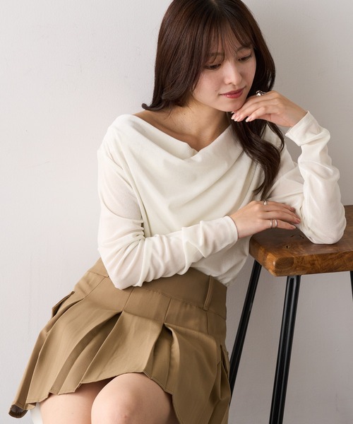 MAGASIN DE MODE Chou Chou(マガジンデモードシュシュ)の「【MAGASIN DE MODE Chou Chou】シアーベロアドレーププルオーバー DTK(Tシャツ/カットソー・レディース・ブラウン/ブラック/オフホワイト/グレー・FREE)」の18枚目の写真