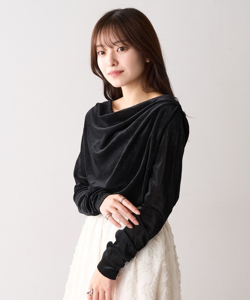 MAGASIN DE MODE Chou Chou(マガジンデモードシュシュ)の「【MAGASIN DE MODE Chou Chou】シアーベロアドレーププルオーバー DTK(Tシャツ/カットソー・レディース・ブラウン/ブラック/オフホワイト/グレー・FREE)」の19枚目の写真