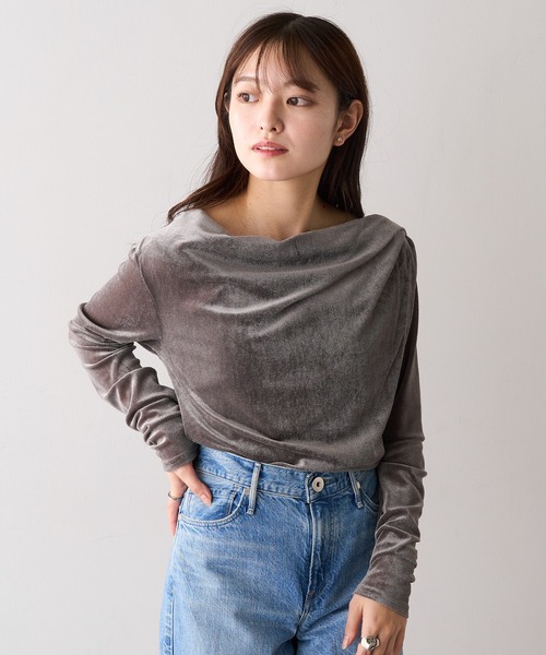 MAGASIN DE MODE Chou Chou(マガジンデモードシュシュ)の「【MAGASIN DE MODE Chou Chou】シアーベロアドレーププルオーバー DTK(Tシャツ/カットソー・レディース・ブラウン/ブラック/オフホワイト/グレー・FREE)」の21枚目の写真